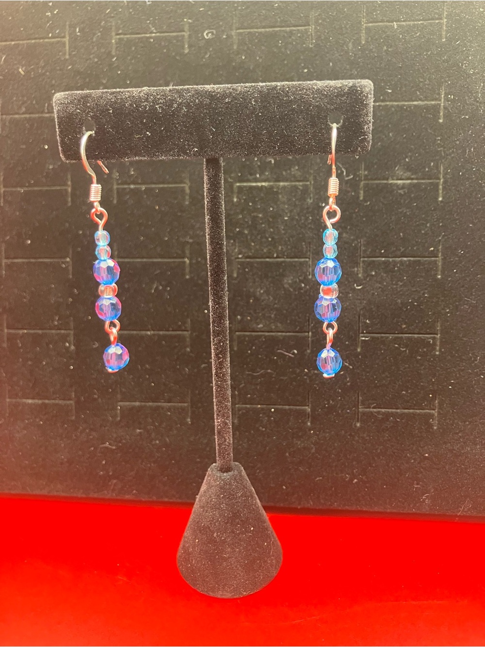 Crystal Drop Earrings in Blue
